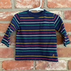 Baby Gap Cotton Long Sleeve Striped Shirt Top Tee 6-12m Blue Navy